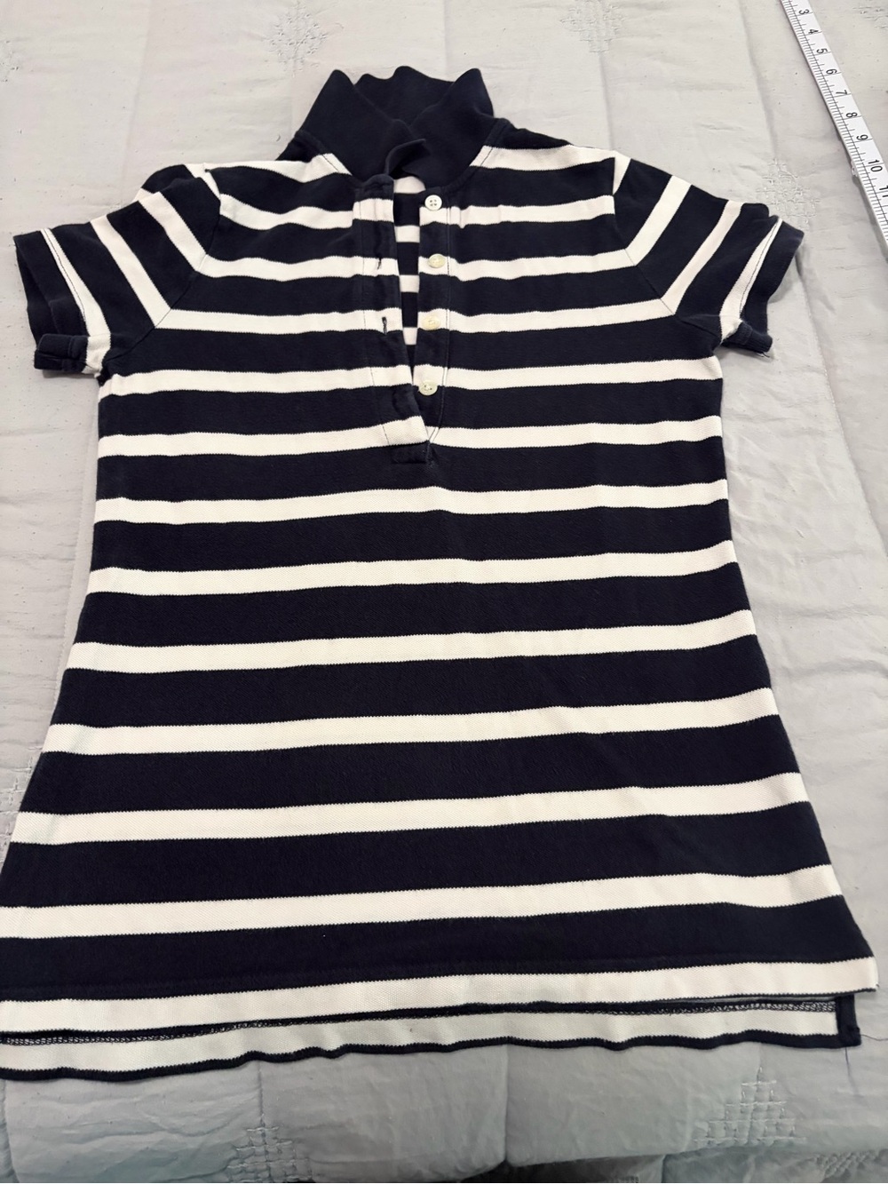 J. Crew Navy and White Striped Polo